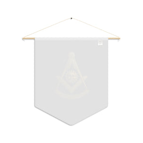 Past Master Blue Lodge Pennant - S&C with Sun and Quadrant on Black Polyester Twill - Bricks Masons