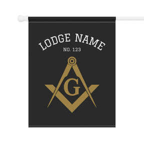 Master Mason Blue Lodge Yard Flag - Gold Square & Compass G with Customization - Bricks Masons