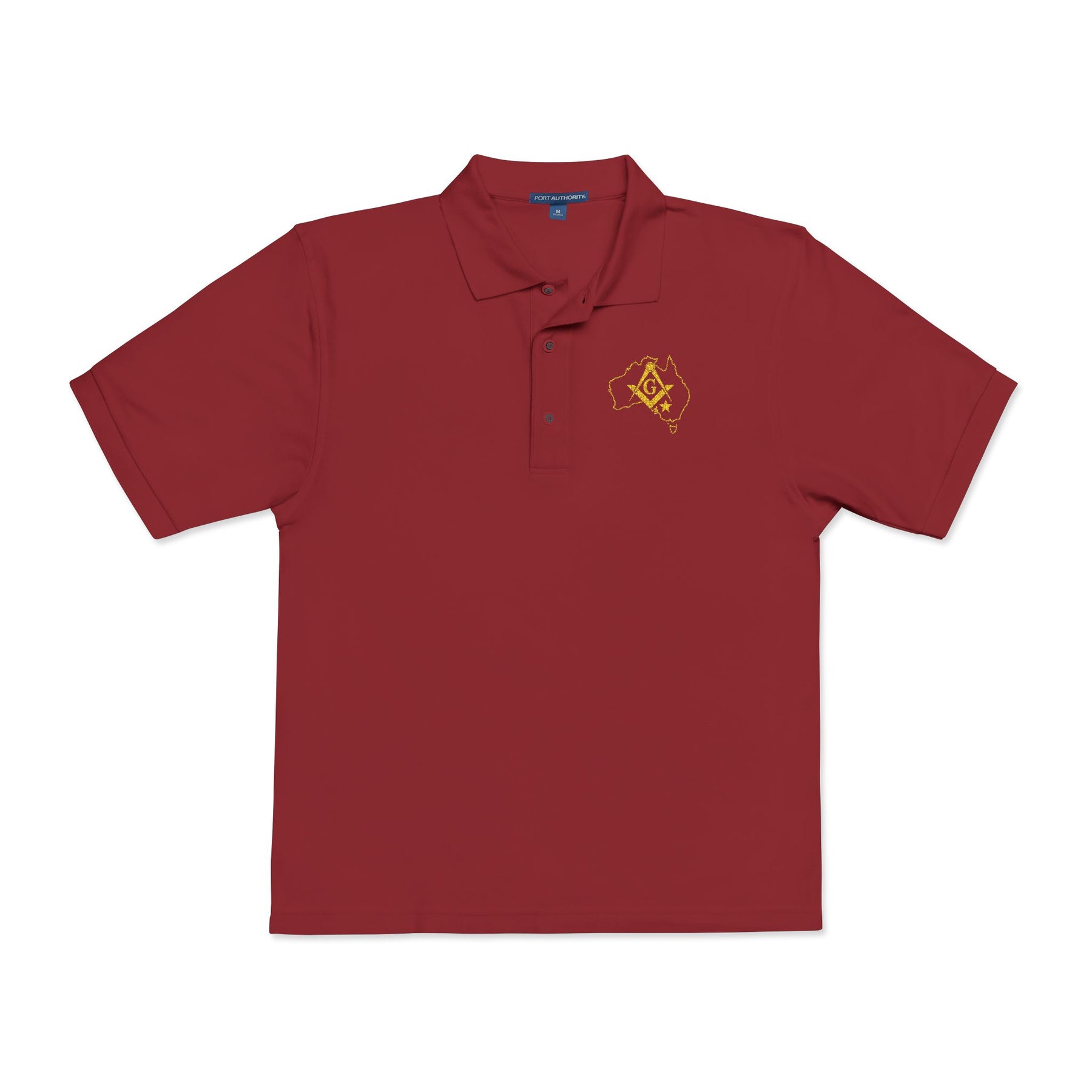 Master Mason Blue Lodge Australia Jurisdiction Polo Shirt - Embroidered S&C Australia Map - Bricks Masons