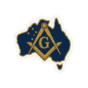 Master Mason Blue Lodge Australia Jurisdiction Sticker Decal - Kiss-Cut Golden Square & Compass G - Bricks Masons