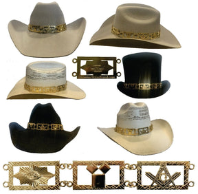 Master Mason Blue Lodge Hatband - Gold Jeweled - Bricks Masons