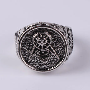 Master Mason Blue Lodge Ring - Silver Square & Compass Eye Of Providence - Bricks Masons