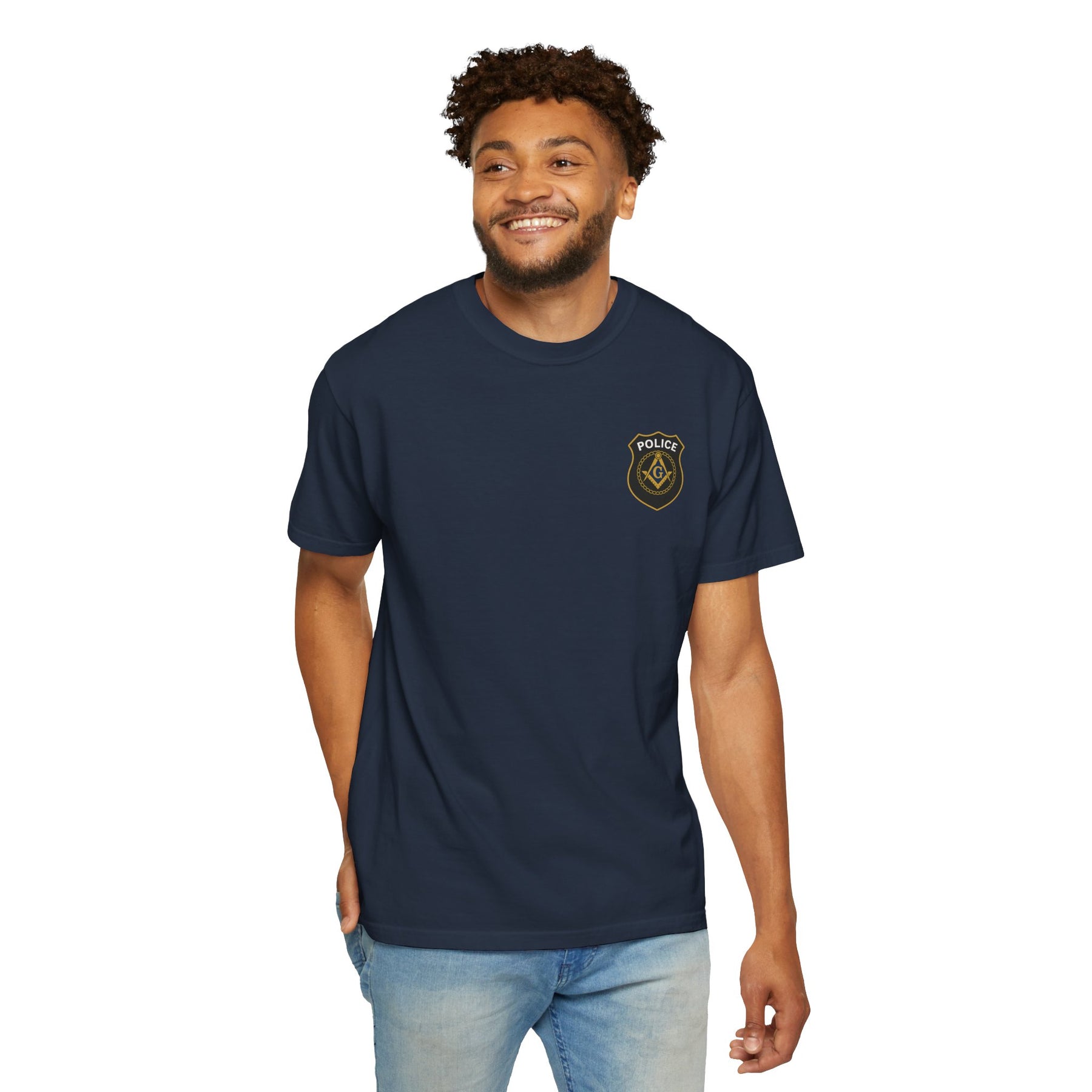 Master Mason Blue Lodge T-Shirt - Police Mason Garment-Dyed Tee - Bricks Masons