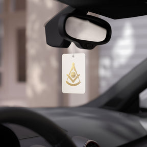 Past Master Blue Lodge Car Air Freshener - Square & Compass with Quadrant Sun - Bricks Masons