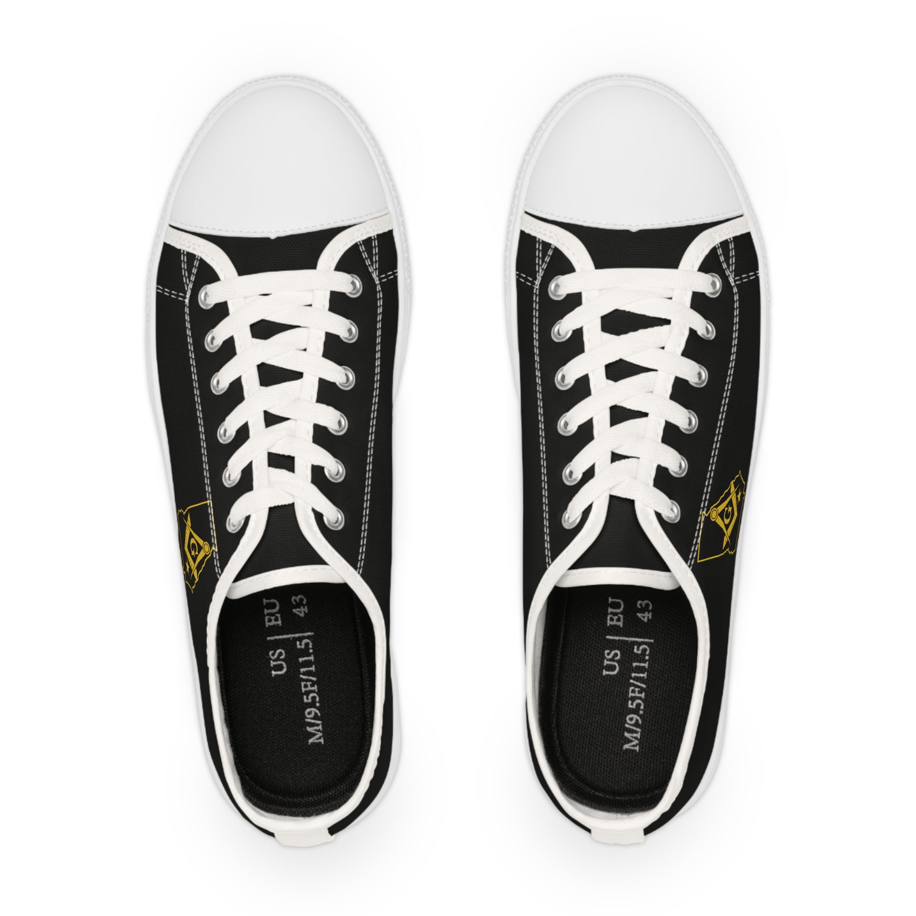 Master Mason Blue Lodge Sneaker - Low Top Sneaker Black & White Georgia Map Mason - Bricks Masons
