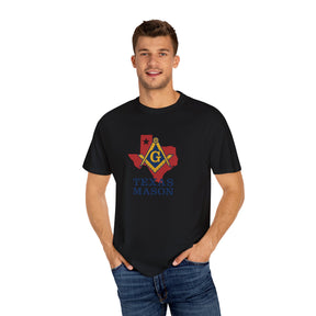 Master Mason Blue Lodge T-Shirt - Texas Mason Garment-Dyed Tee - Bricks Masons