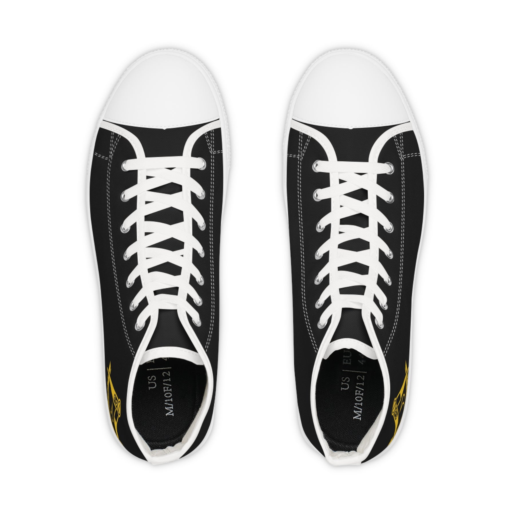 District Deputy Grand Master Blue Lodge Sneaker - High Top Black & White Gold Emblem - Bricks Masons