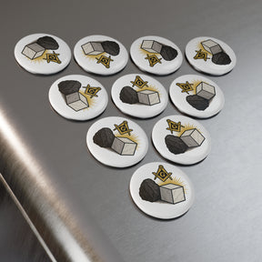 Master Mason Blue Lodge Magnet - Metal Shell With Magnetic Backing. - Bricks Masons