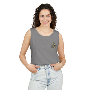 Master Mason Blue Lodge Tank Top - Garment-Dyed Square & Compass G - Bricks Masons