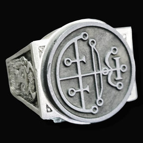 Demon Ring 23 DUKE AIM 72 Demons Lesser Key of Solomon Goetia In Silver 2.2 cm x 1.8 cm 18 Gr Art 1801 - Bricks Masons