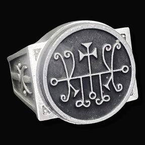 Demon Ring 35 MARQUIS MARCHOSIAS 72 Demons Lesser Key of Solomon Goetia In Silver 2.2 cm x 1.8 cm 18 Gr Art 1813 - Bricks Masons