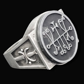 Demon Ring 35 MARQUIS MARCHOSIAS 72 Demons Lesser Key of Solomon Goetia In Silver 2.2 cm x 1.8 cm 18 Gr Art 1813 - Bricks Masons