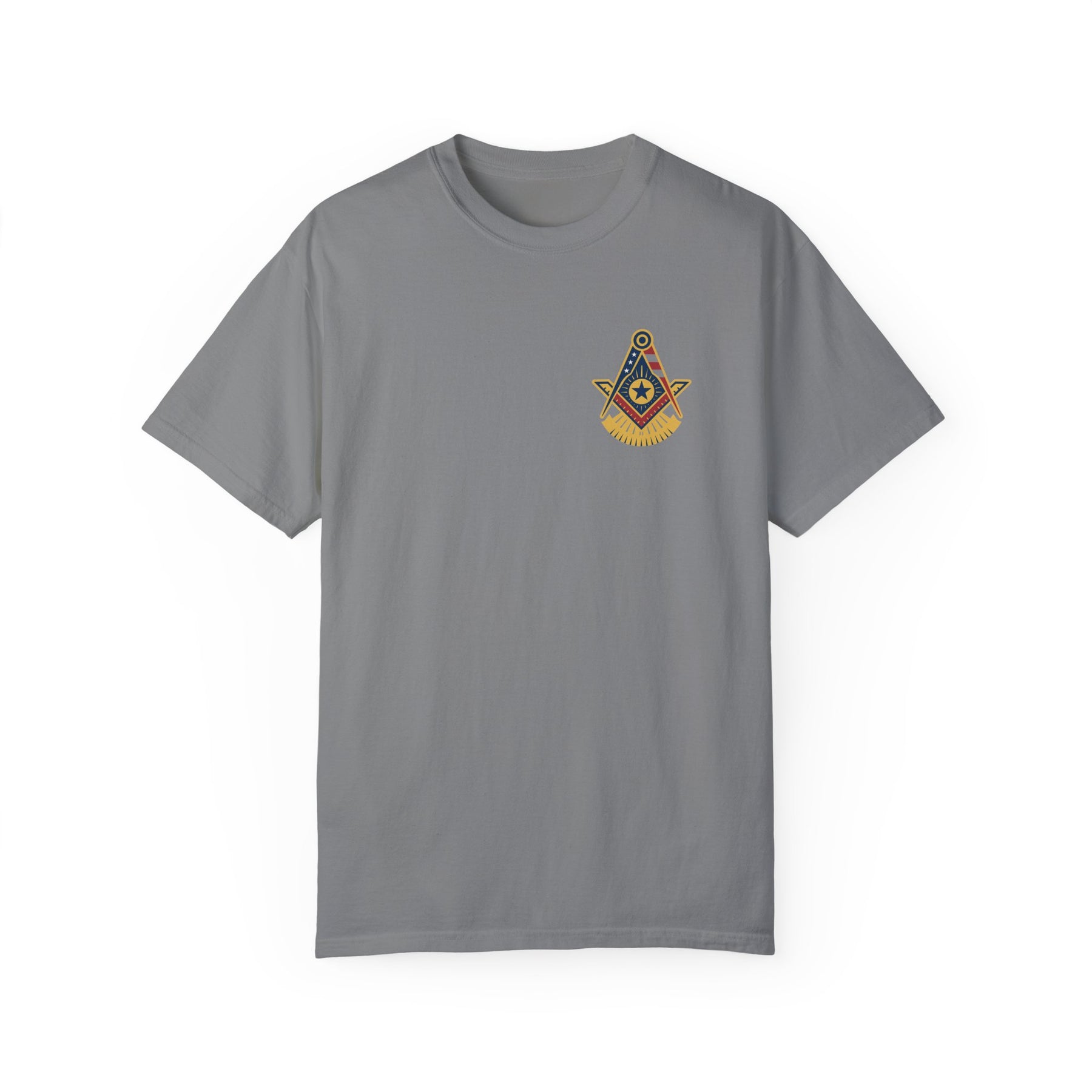 Past Master Blue Lodge T-Shirt - Garment-Dyed US Flag - Bricks Masons