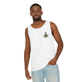Master Mason Blue Lodge Tank Top - Garment-Dyed Square & Compass G - Bricks Masons