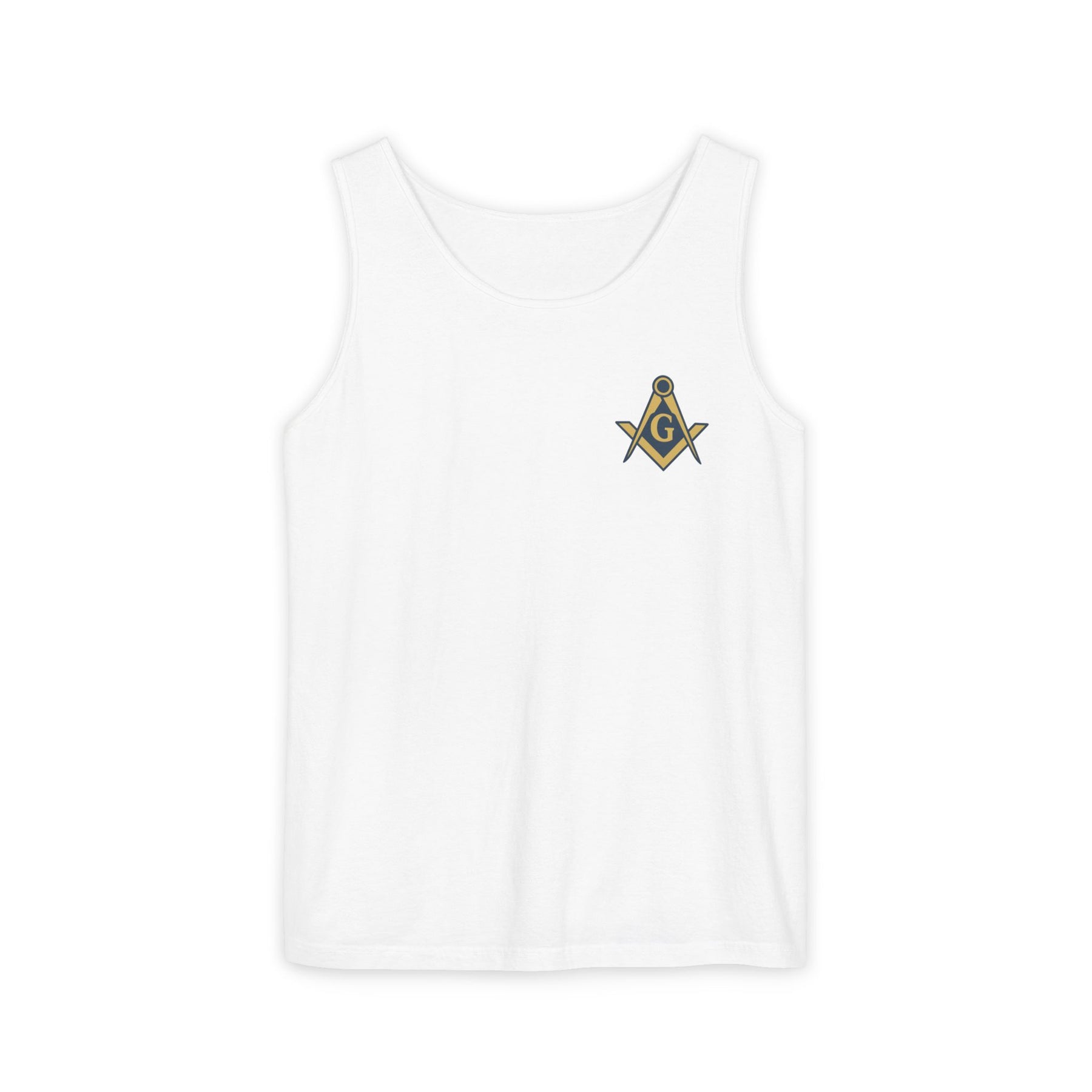 Master Mason Blue Lodge Tank Top - Garment-Dyed Square & Compass G - Bricks Masons