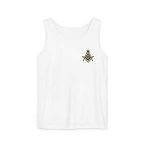 Master Mason Blue Lodge Tank Top - Garment-Dyed Square & Compass G - Bricks Masons