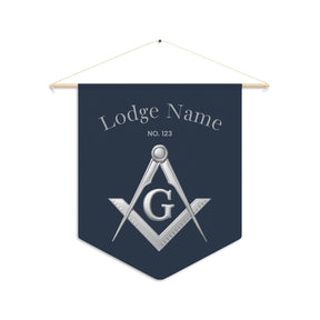 Master Mason Blue Lodge Pennant - Silver Square & Compass G with Customization - Bricks Masons
