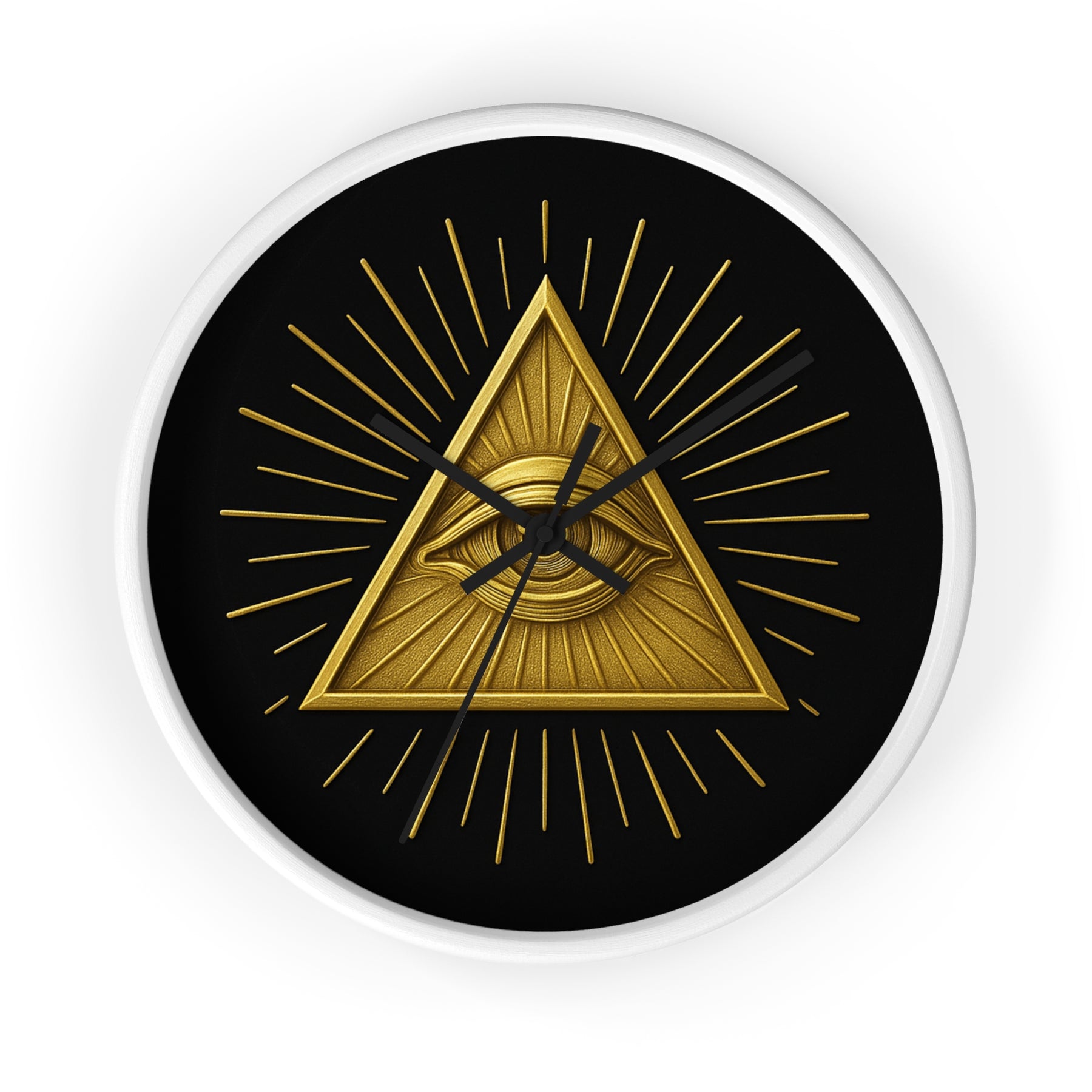 Eye of Providence Clock - Sacred Triangle Eye Emblem on Wooden Frame - Bricks Masons