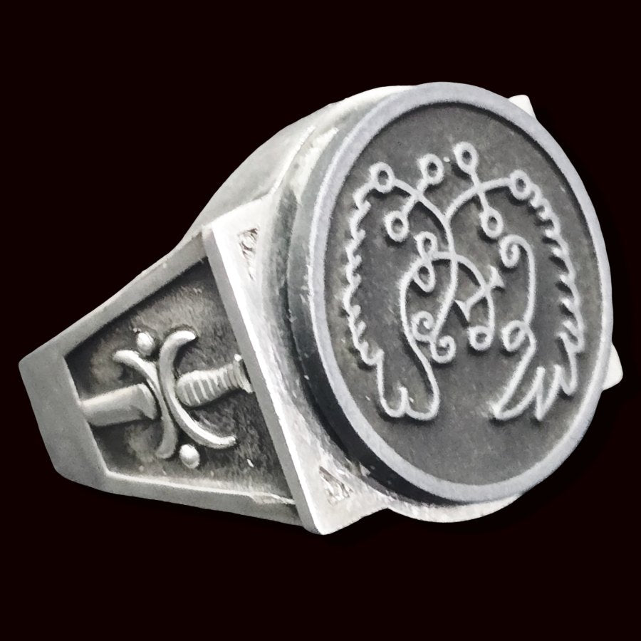 Demon Ring 70 PRINCE SEERE 72 Demons Lesser Key of Solomon Goetia In Silver 2.2 cm x 1.8 cm 18 Gr Art 1848 - Bricks Masons