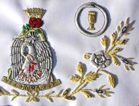 18th Degree Scottish Rite Apron - Red Pleated Edges - Bricks Masons