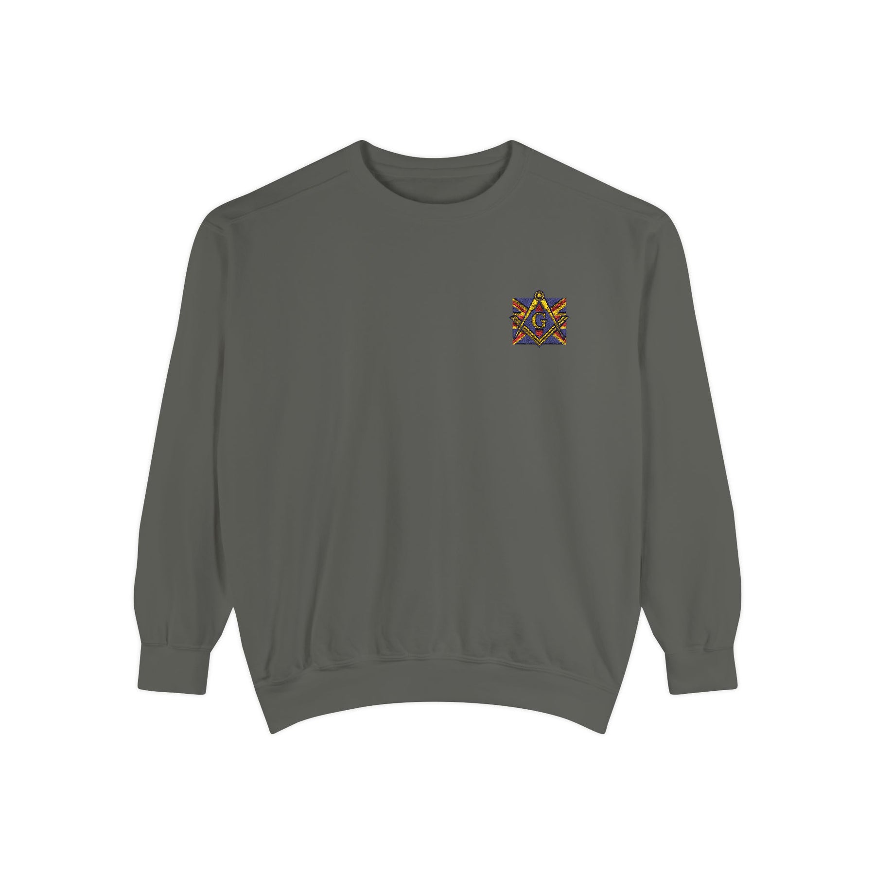 Master Mason Craft Sweatshirt - Embroidered Square & Compass UK Flag - Bricks Masons