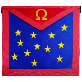 19th Degree Scottish Rite Apron - Golden Stars & Omega Sign - Bricks Masons