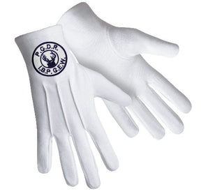 Past Grand Daughter Ruler Elks of the World Gloves - White Cotton - Bricks Masons