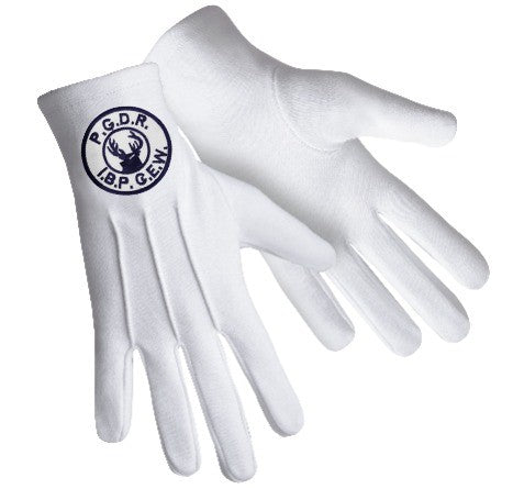 Past Grand Daughter Ruler Elks of the World Gloves - White Cotton - Bricks Masons