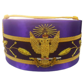 33rd Degree Scottish Rite Crown Cap - Wings Up Purple Handmade Embroidery