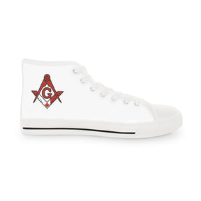 Master Mason Blue Lodge Canada Jurisdiction Sneaker - High Top Black & White Sole S&C G Flag - Bricks Masons