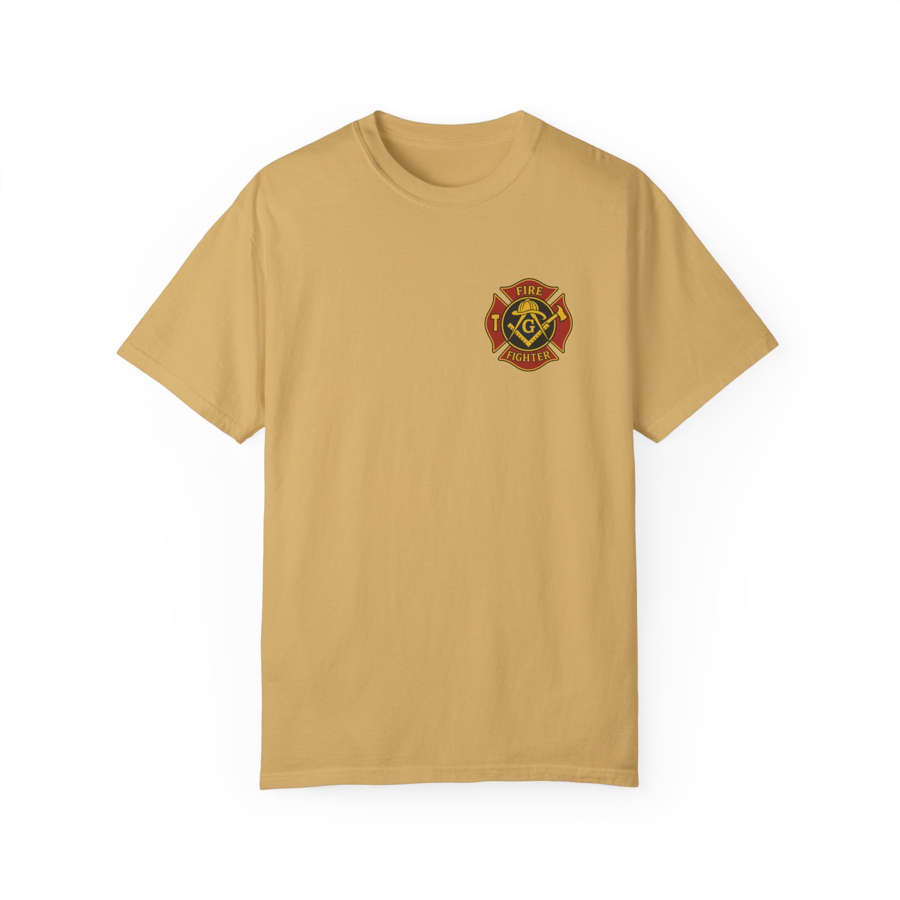 Master Mason Blue Lodge T-Shirt - Firefighter Mason Garment-Dyed Tee - Bricks Masons