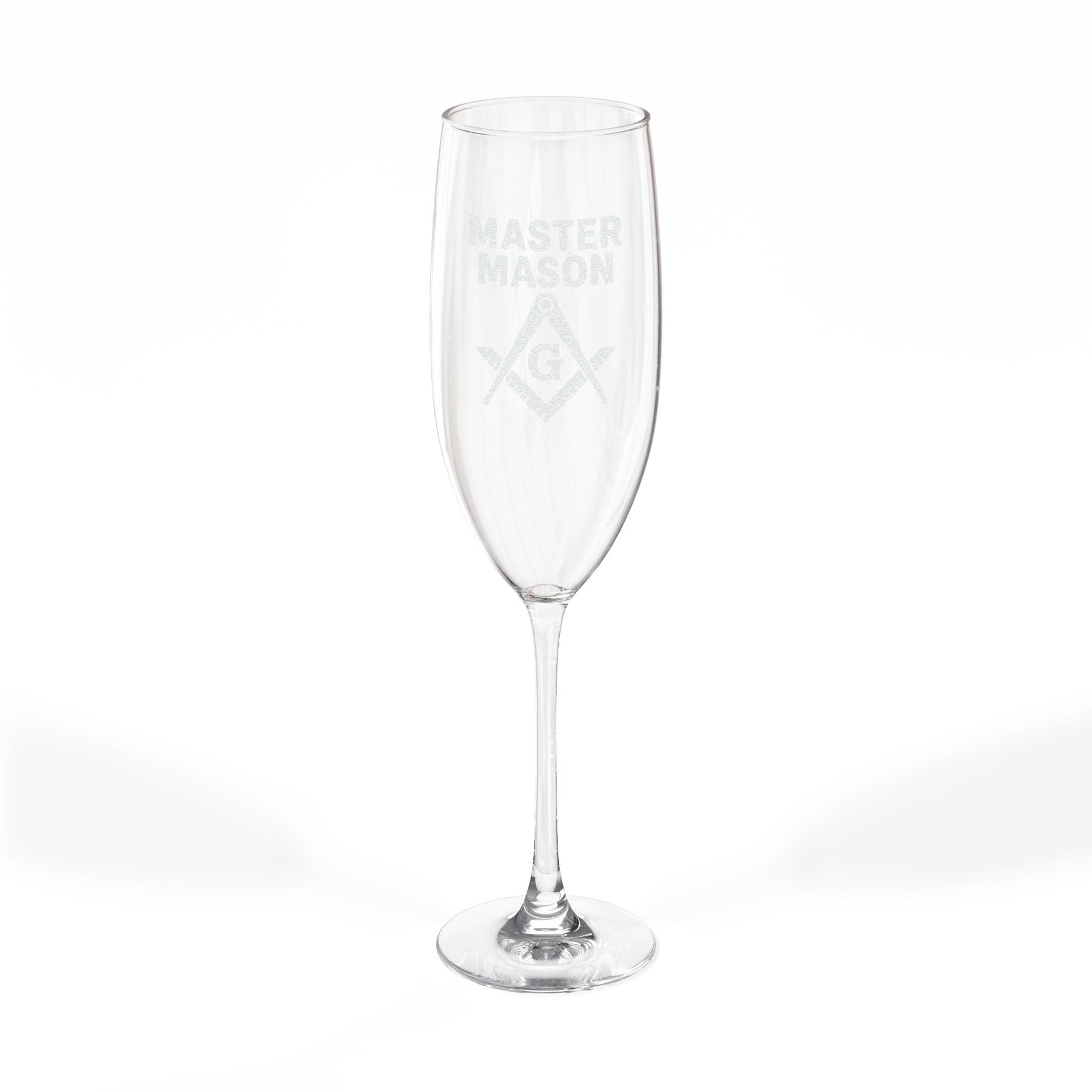 Master Mason Blue Lodge Champagne Flute - Square & Compasses G Emblem