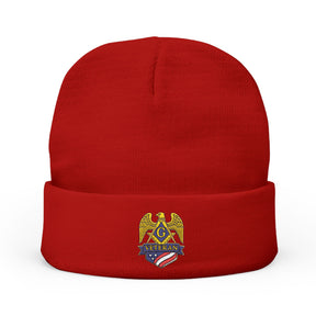 Master Mason Blue Lodge Beanie - Knit Embroidery Veteran Mason Various Colors - Bricks Masons