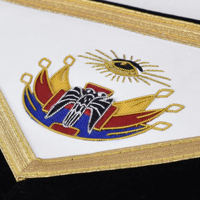 32nd Degree Scottish Rite Apron - Black Velvet Hand Embroidery With Tassels - Bricks Masons