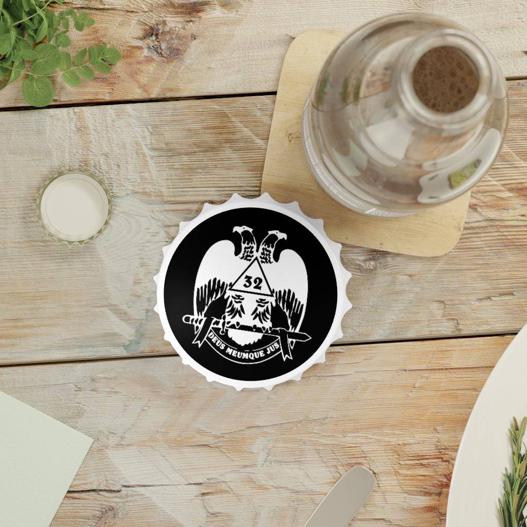 32nd Degree Scottish Rite Bottle Opener - Wings Down Black & White - Bricks Masons