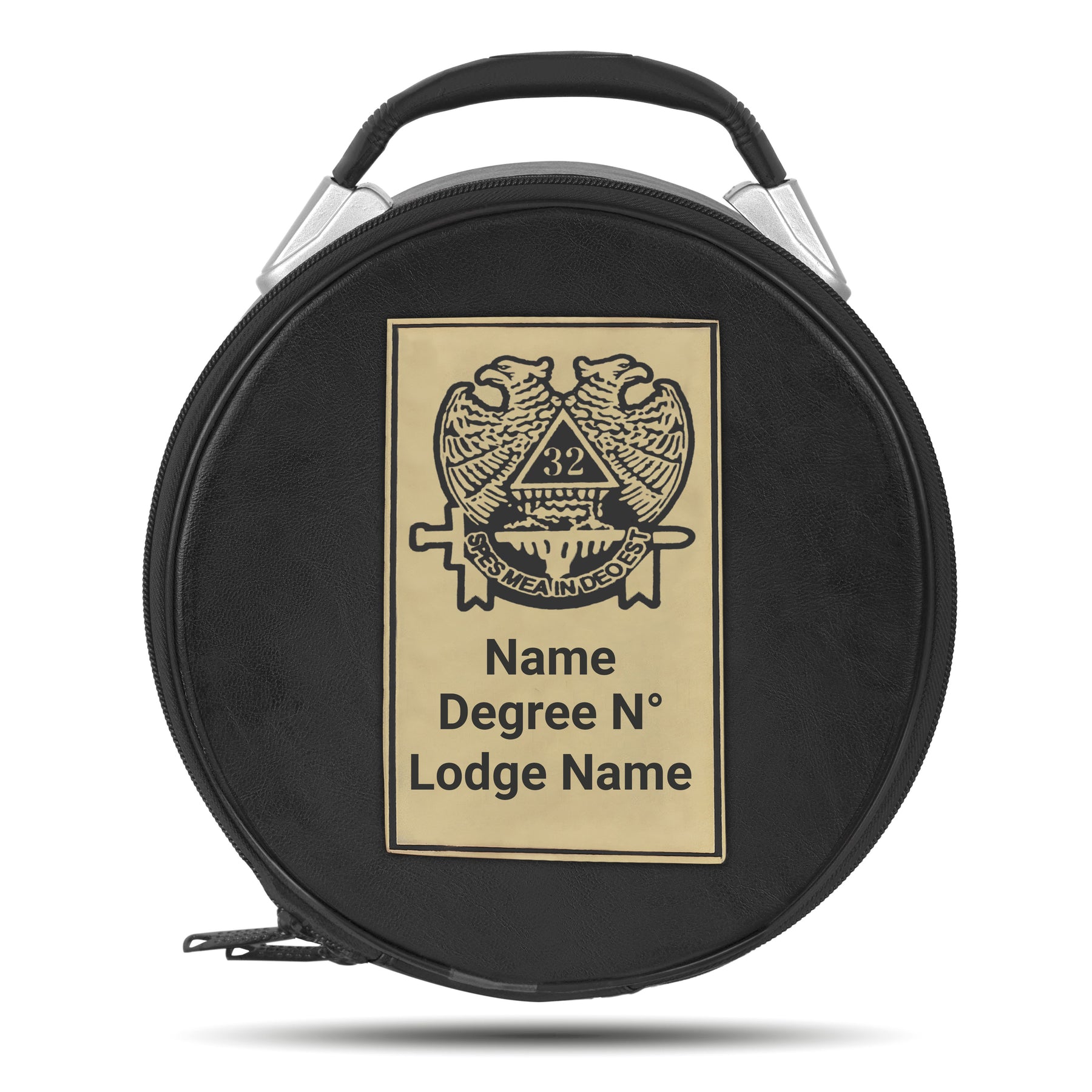 32nd Degree Scottish Rite Crown Cap Case - Double Eagle Machine Embroidery With Metal Plate - Bricks Masons