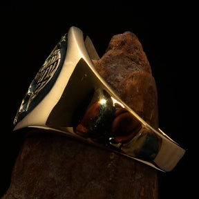 32nd Degree Scottish Rite Ring - Green Wings Down Gold Brass - Bricks Masons