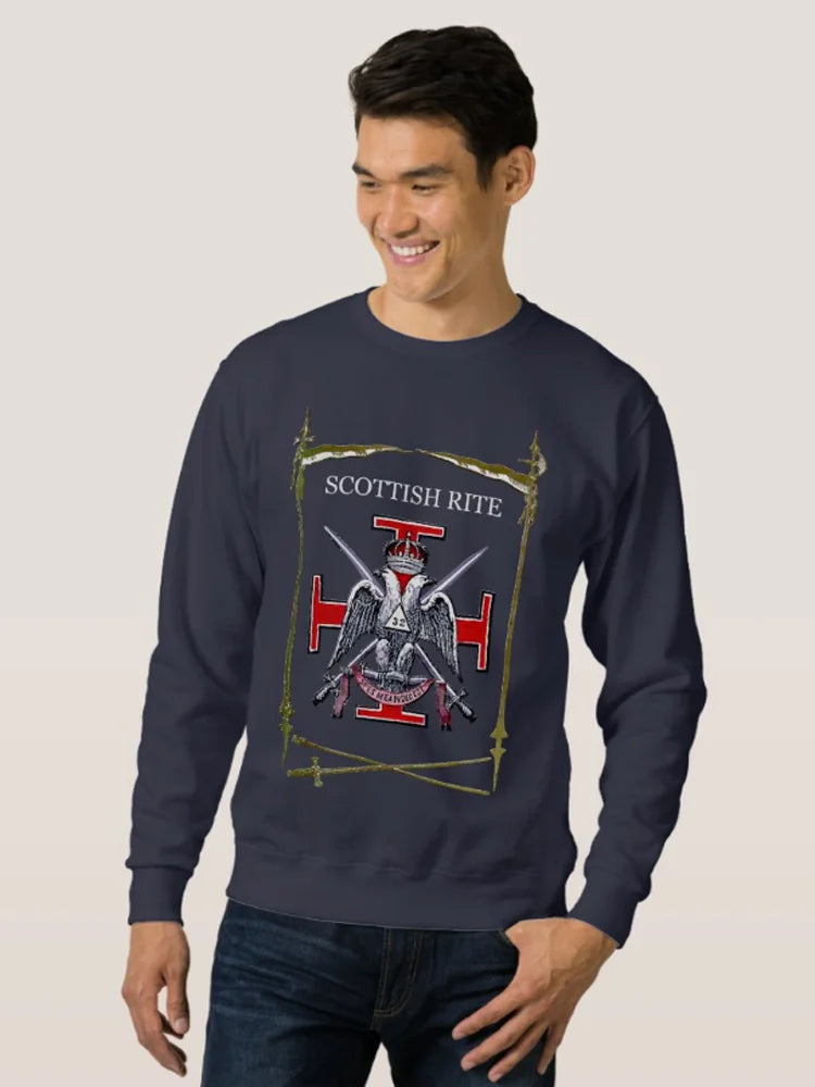 32nd Degree Scottish Rite Sweatshirt - Cotton O-Neck Double Headed Eagle - Bricks Masons