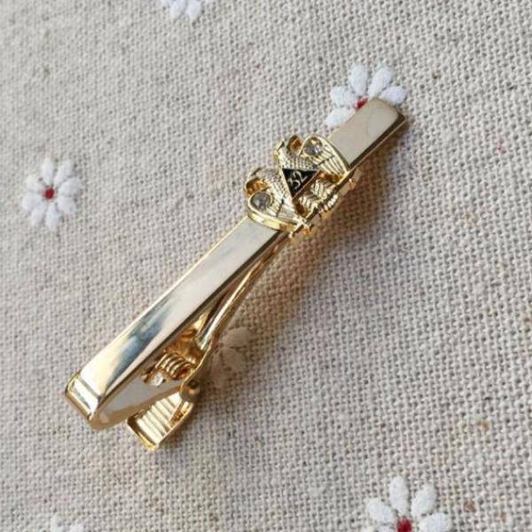32nd Degree Scottish Rite Tie Clip - Double Headed Eagle with Rhinestone - Bricks Masons