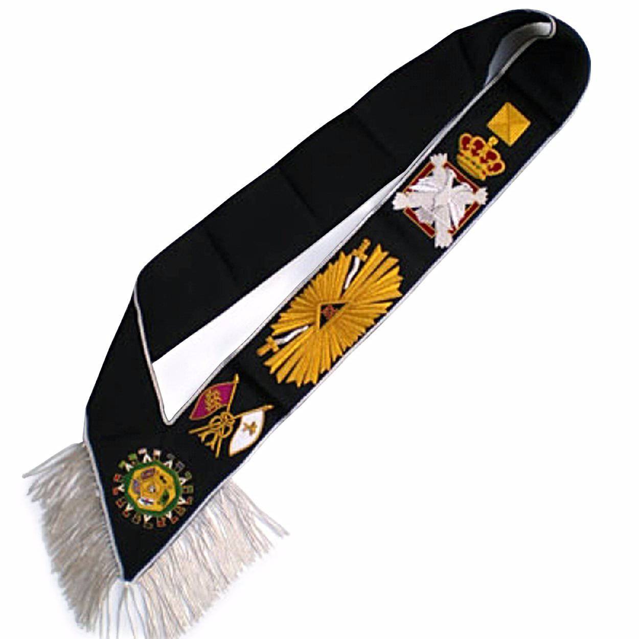 32nd DegreeS cottish Rite Sash - Black Moire with Silver Border - Bricks Masons