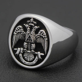 33rd Degree Scottish Rite Ring - Black Oval 925 sterling silver - Bricks Masons