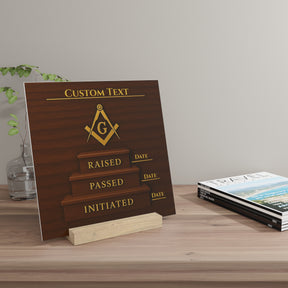 Master Mason Blue Lodge Plaque - S&C G on Milestone steps with Customization - Bricks Masons