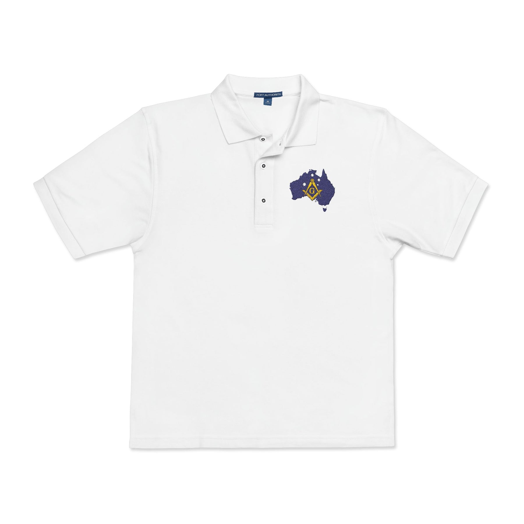 Master Mason Blue Lodge Australia Jurisdiction Polo Shirt - Embroidered Square & Compass G Mason - Bricks Masons