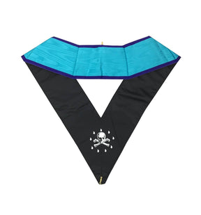 Worshipful Master Memphis Misraim French Regulation Collar - Sky Blue Hand Embroidery