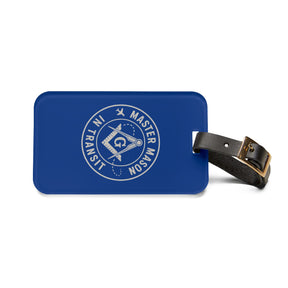 Master Mason Blue Lodge Luggage Tag - Blue Mason in Transit Black Leather Strap - Bricks Masons
