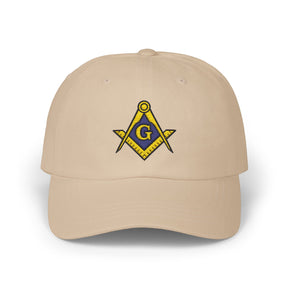 Master Mason Blue Lodge Baseball Cap - Gold & Blue Embroidered Square & Compass G - Bricks Masons