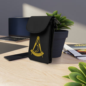 District Deputy Grand Master Blue Lodge Cell Phone Wallet - Black Microfiber Leather - Bricks Masons