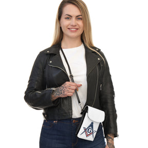 Master Mason Blue Lodge Cell Phone Wallet - US Flag Square & Compass G - Bricks Masons