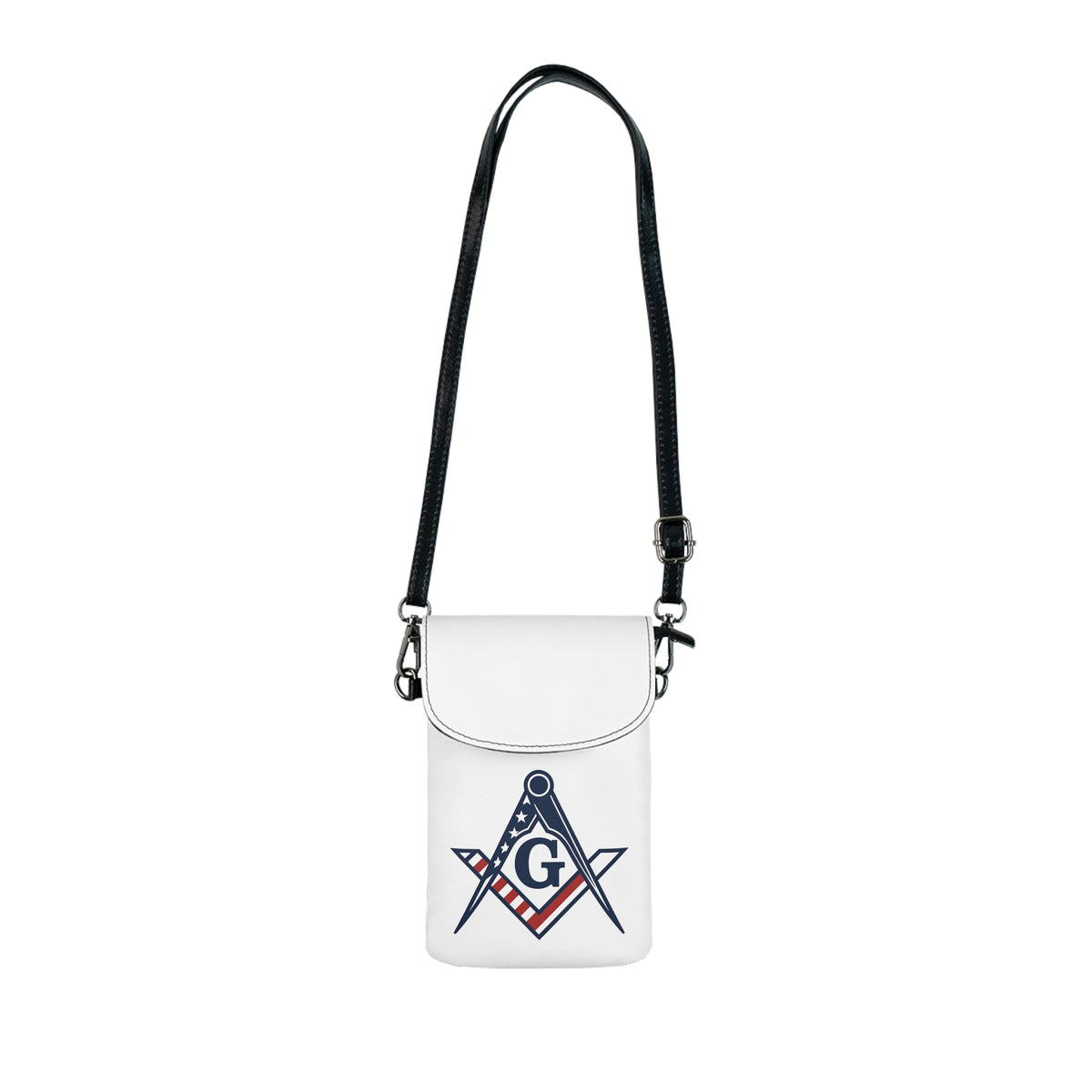 Master Mason Blue Lodge Cell Phone Wallet - US Square & Compass G Microfiber Leather - Bricks Masons