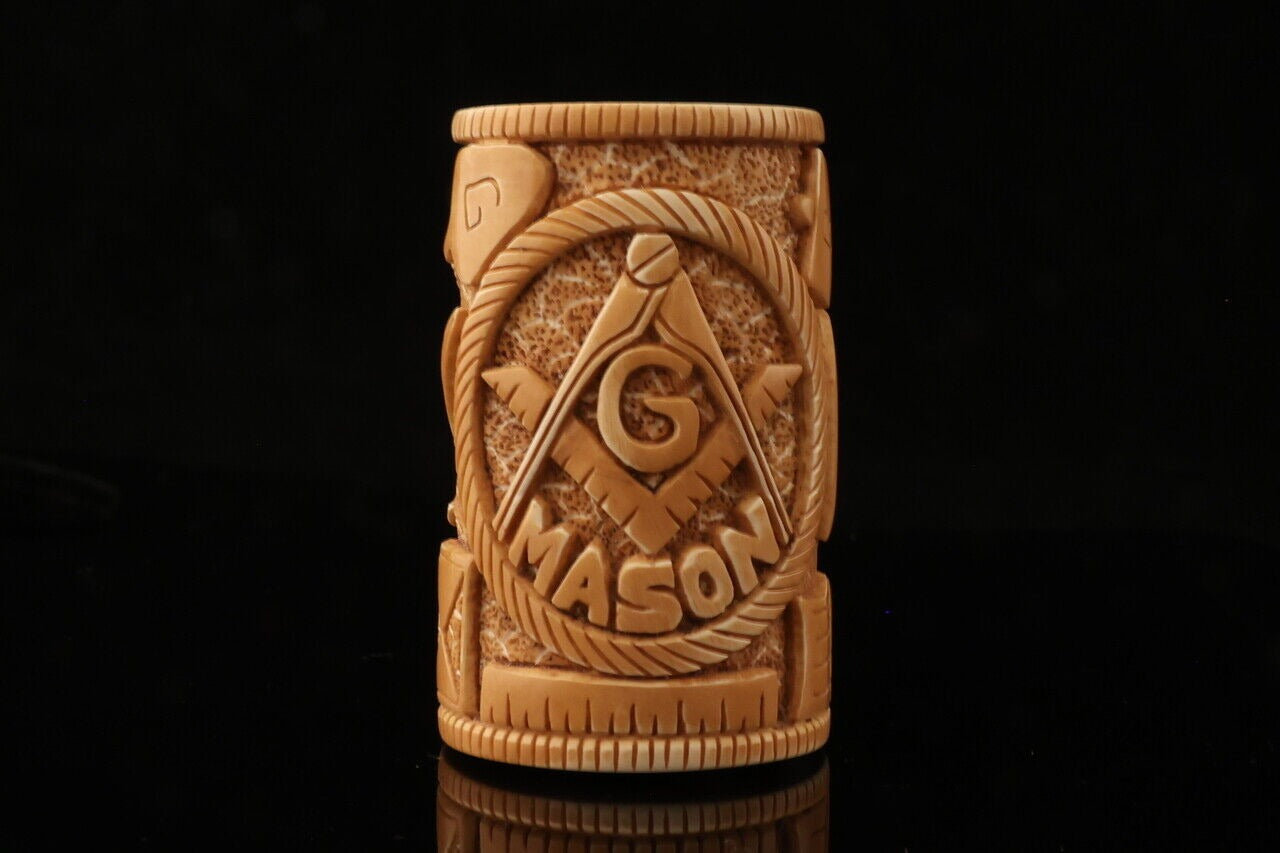 Master Mason Blue Lodge Meerschaum Pipe - Handcrafted Gavel Shape - Bricks Masons